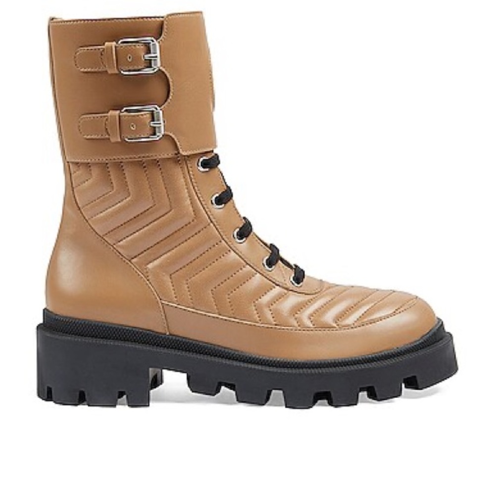 Gucci Frances Quilted Leather Combat Boots